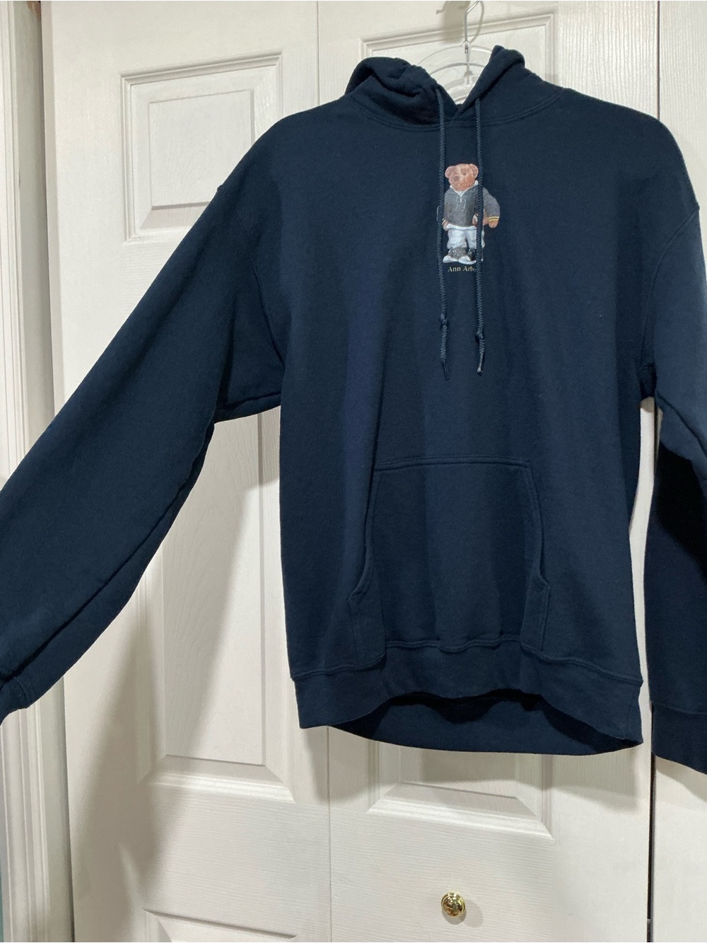 💙 Gildan Navy Teddy Bear Ann Arbor Michigan Hooded Sweatshirt Hoodie (01293) - Picture 2 of 6
